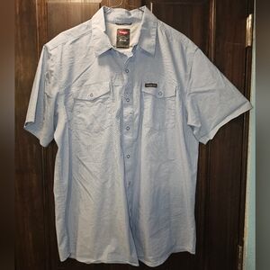 Wrangler Blue Casual Button Down Shirt with Short Sleeves